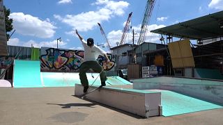 Blind Japanese skateboarder going by feel